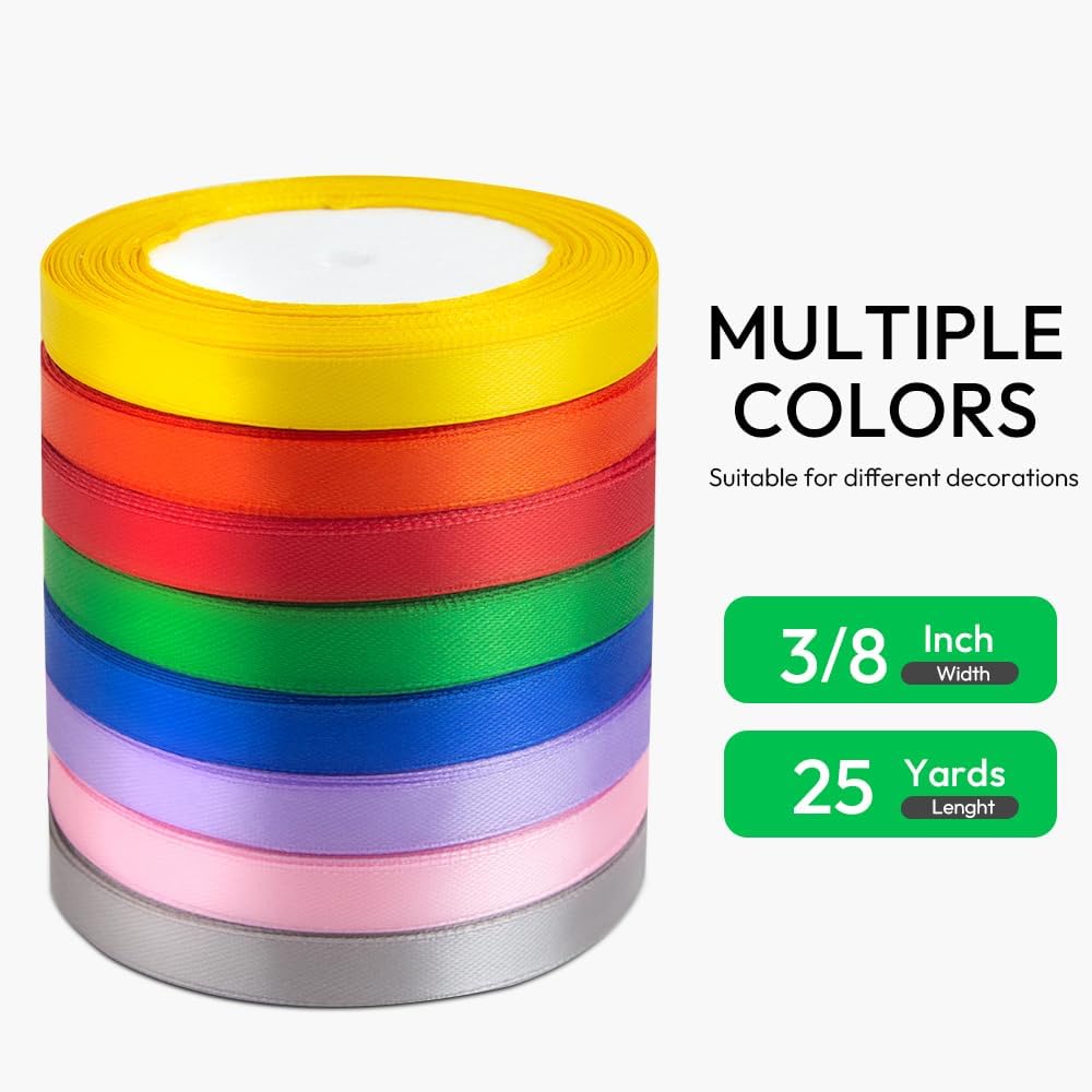 KMER LIFE Solid Color Royal Blue Satin Ribbon 3/8 Inches x 25 Yards, Ribbons Perfect for Crafts, Wedding Decor, Bow Making, Sewing, Gift Package Wrapping and More