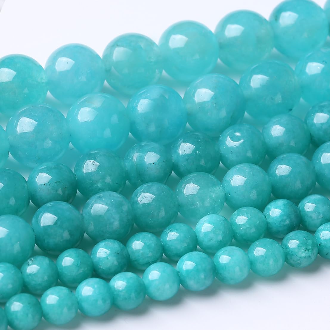 32PCS 12MM Lake Blue Chalcedony Stone Beads Energy Healing Beads for DIY Jewelry Bracelet Necklace Making for Jewelry Making 15Inch