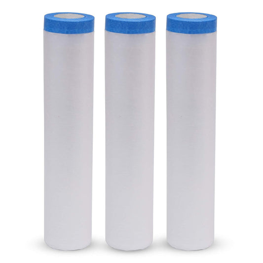 VECOPE 3-Piece Set,Pre- Masking Film Protection Covering Cloth Tape | for Automotive Covering Painting Paint Masking (9.2-Feet X 65 Feet)