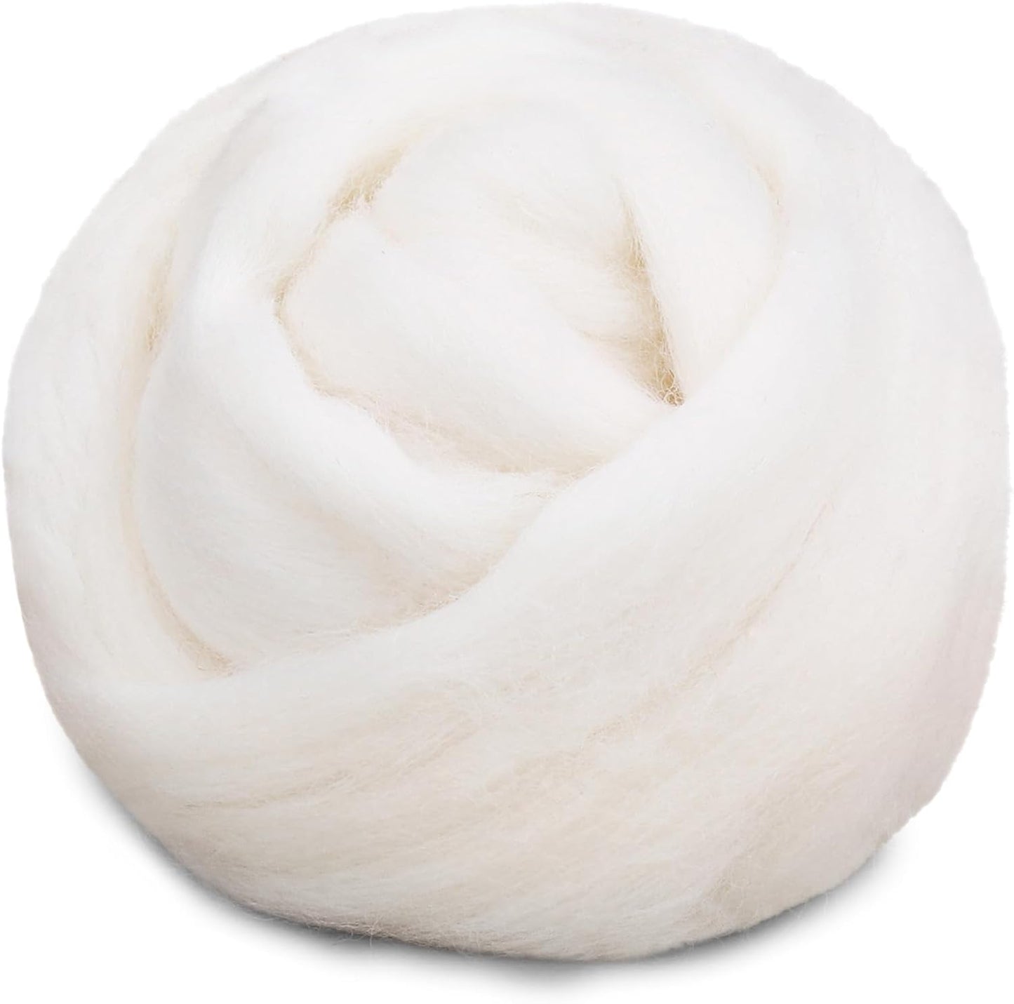 Mayboos Wool Roving Yarn, 1.76oz Colored Natural Wool Roving,Wool Felting Supplies Pure Wool Chunky Yarn for Wet Felting handcrafts and Spinning (Original White Color)