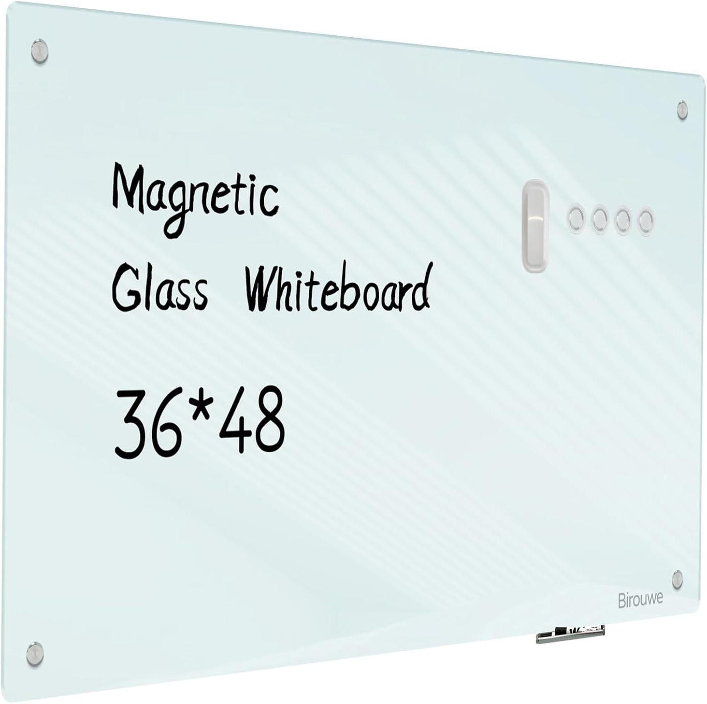 Magnetic Glass Whiteboard - Glass Dry Erase Board 48"x36" Large Frameless Board for Walls Office School and Home
