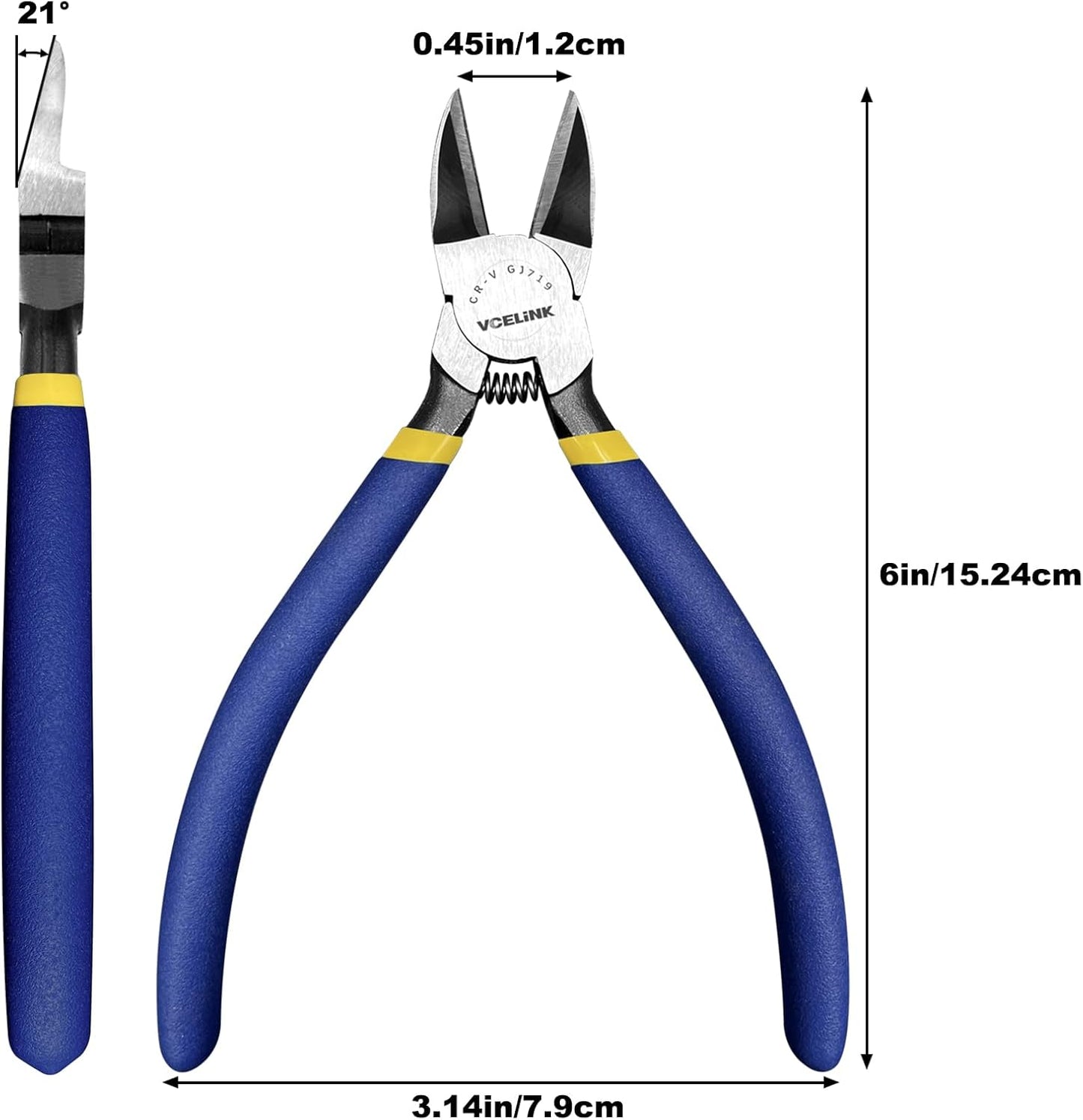 VCELINK Wire Cutters, 6-inch Side Cutter, CR-V Small Flush Cutter, 2 Pack Professional Small Wire Cutter with Spring-loaded for Artificial Flowers, Floral, Jewellery Making, and DIY Model Making