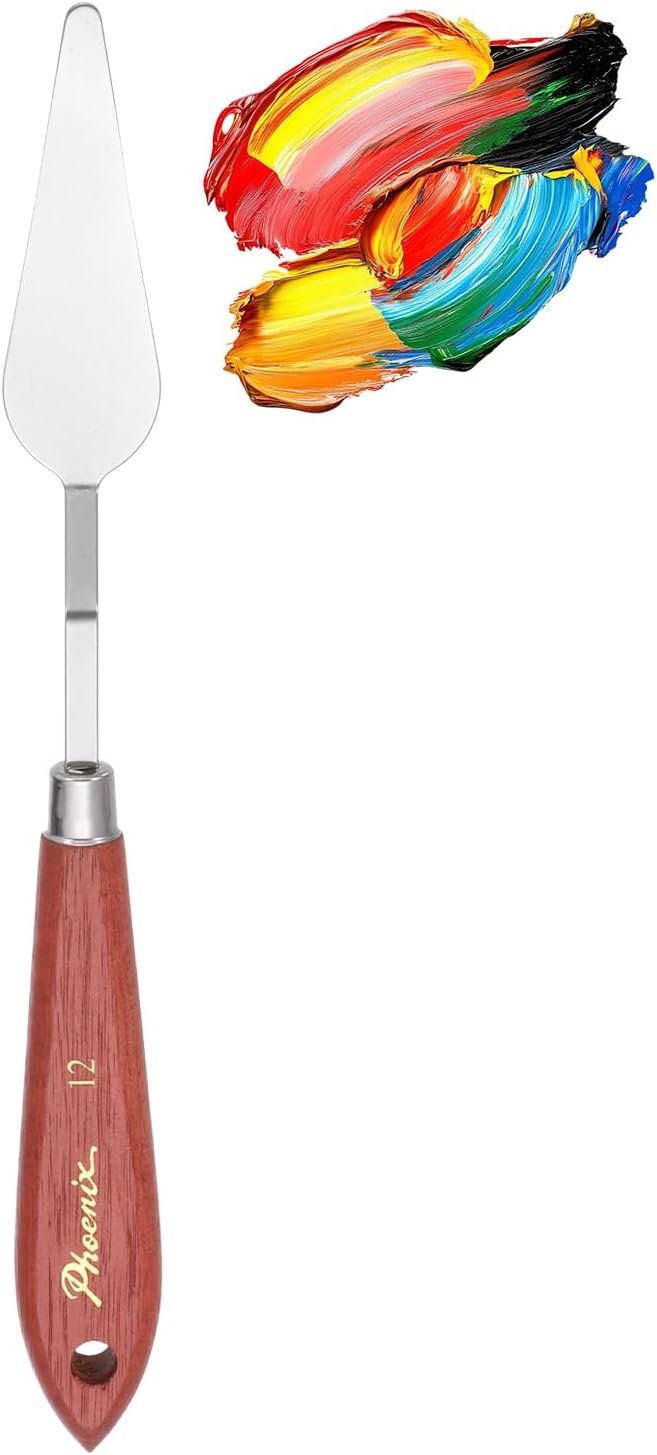 MECCANIXITY Pack of 1 Palette Knife No.12, 8.5" Long Palette Knives with Stainless Steel Flexible Spatula Pallet Knife and Wood Handle for Scraping, Mixing, Oil Acrylic Painting Canvas
