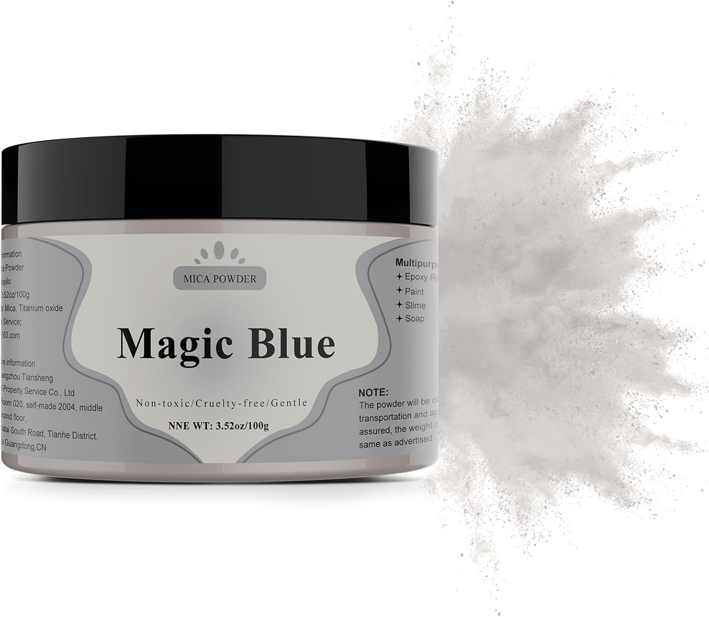 Mica Powder - 100g Mica Powder for Epoxy Resin - Metallic Color Pigment for Resin, Soap, Bath Bombs, Eye Shadow, Nails, DIY Crafting Projects etc. (Magic Blue)