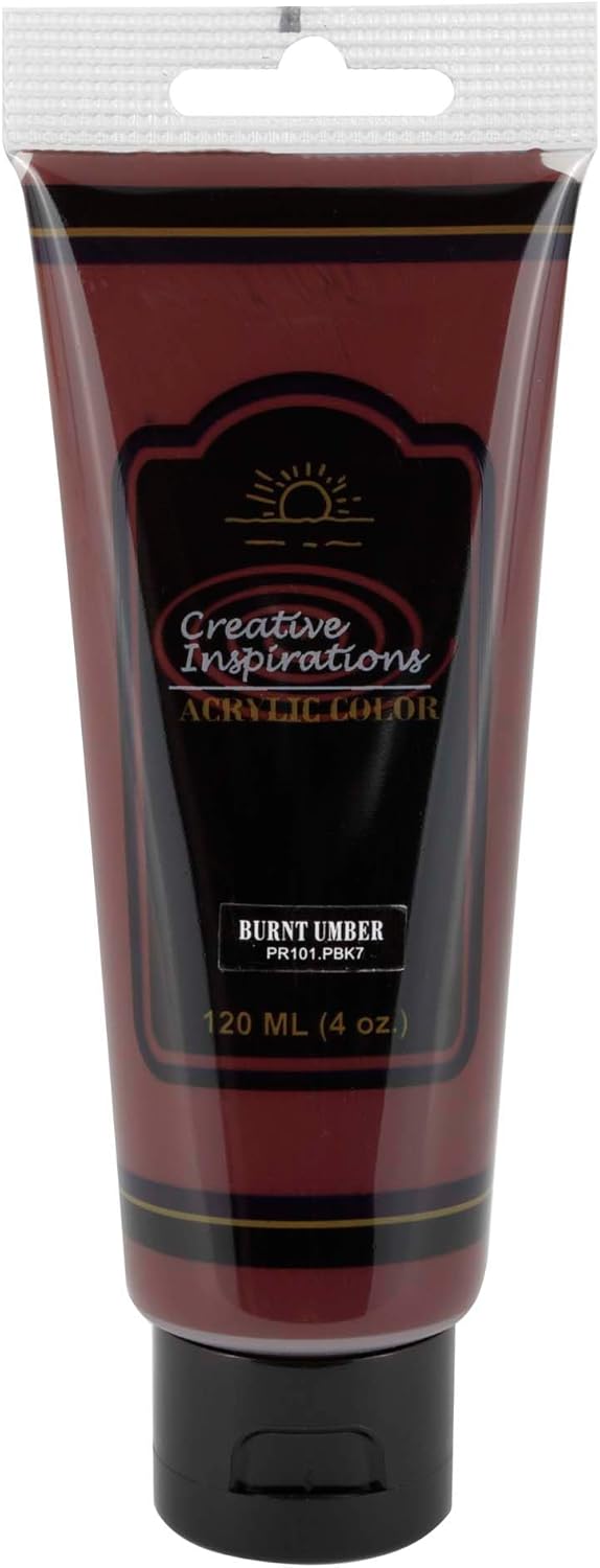 Creative Inspirations Acrylic Paint - Burnt Umber - 120 mL Tube - Smooth & Creamy Consistency, Vibrant Pigmentation, Great Coverage for Artists - Clean Up with Soap & Water