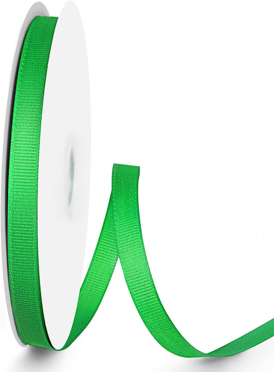 50 Yards 3/8 inch Grosgrain Ribbon, Solid Color Fabric Ribbon Perfect for Gift Wrapping, Wedding, Handmade Bows, Floral Bouquets and Party Decoration(Green)