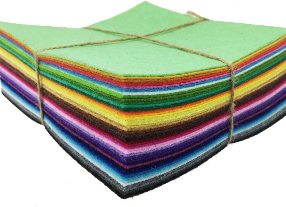 flic-flac 42pcs 8"x8“ (20x20cm) Felt Fabric Sheet Assorted Color Felt Pack DIY Craft Squares Nonwoven