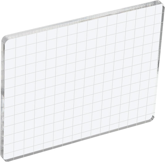 PATIKIL 6" x 5" Acrylic Stamp Block, Clear Stamping Block with Grid Lines Decorative Mounting Blocks Square for Scrapbooking DIY Crafts Card Making