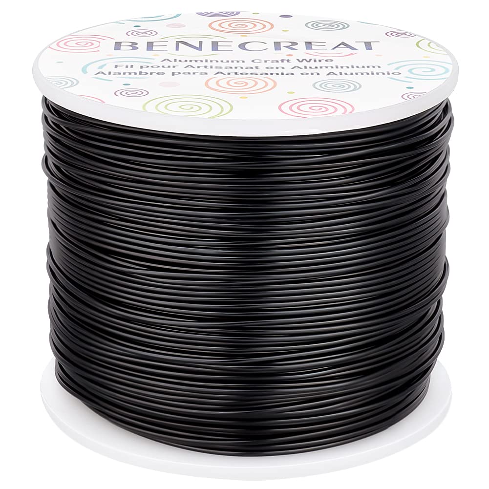 BENECREAT 18 Gauge Aluminum Wire 492FT Anodized Black Bendable Craft Wire for Beading Jewelry Craft Making, Plant Gardening, Sculpting Model Making