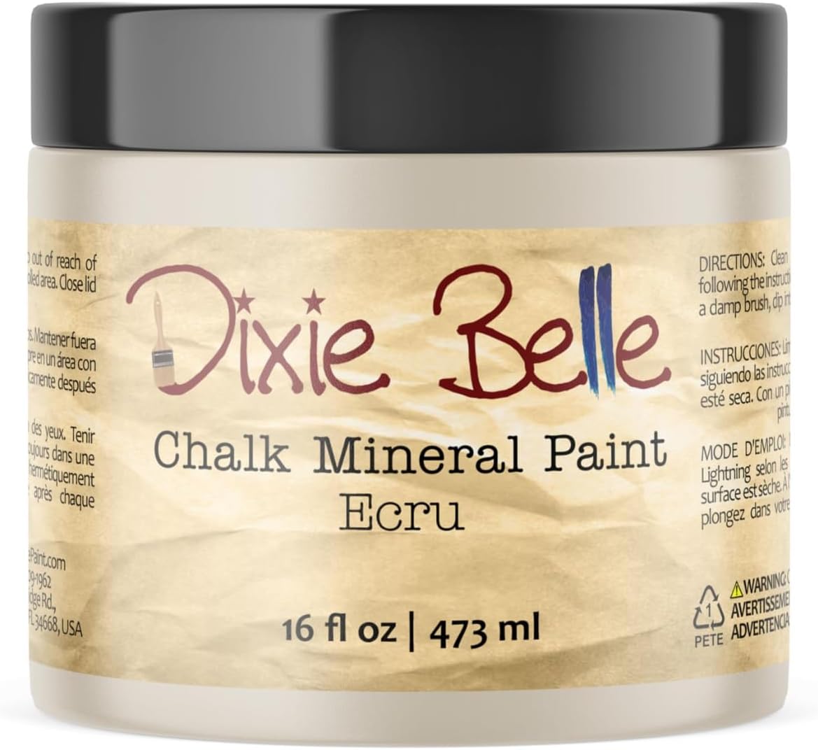 Dixie Belle Paint Company Chalk Finish Furniture Paint – Ecru (16oz) – Matte Chic Chalk Mineral DIY Furniture Paint