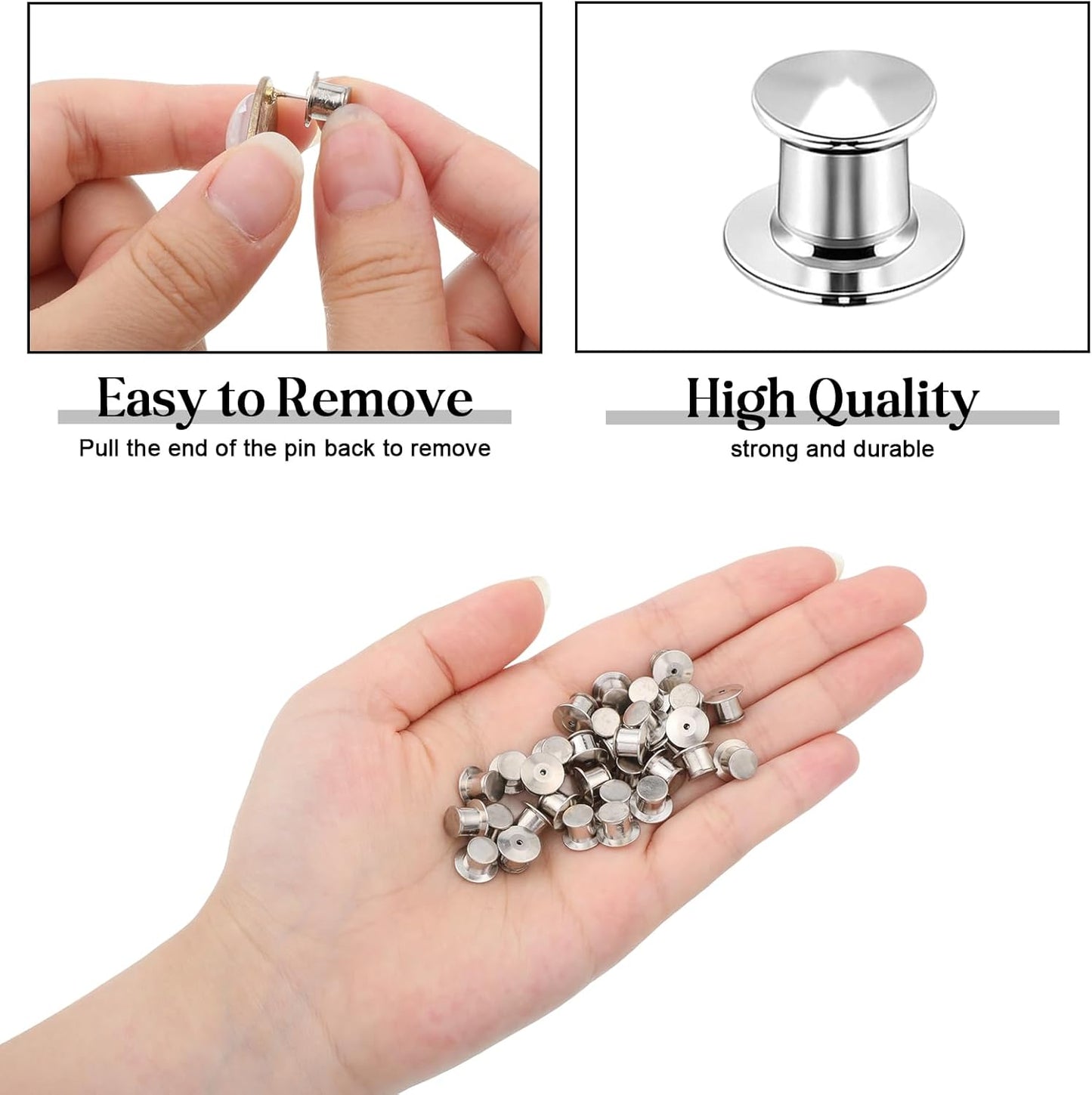 30 Pcs Pin Backs Locking, Metal Pin Backs Safety Pins Locks Pins Keepers Clasp, Lapel Brooch Holder for Brooch DIY Crafts Badges Enamel Lapel Needles