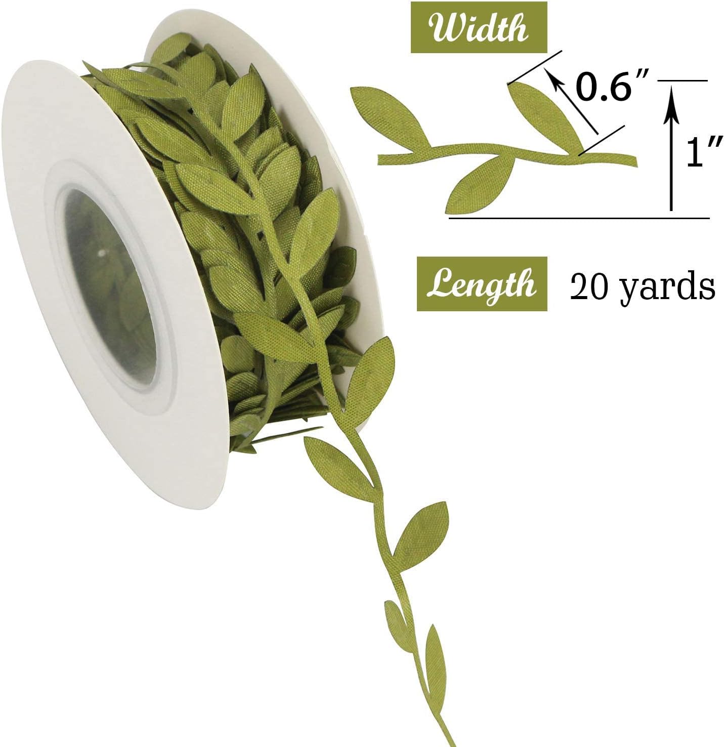 MEEDEE Leaf Trim - 1" x 20 Yards - Sage Green Ribbon for Leaf Wrapping Paper Sewing Craft Accessories Greenery Baby Shower Birthday Party Hemp Yarn Flowers Embellishments