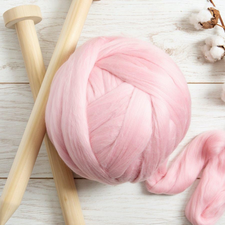 Colored Natural Wool roving, 8 OZ. Best Wool for Needle Felting, Wet Felting, handcrafts and Spinning. (Baby Pink)