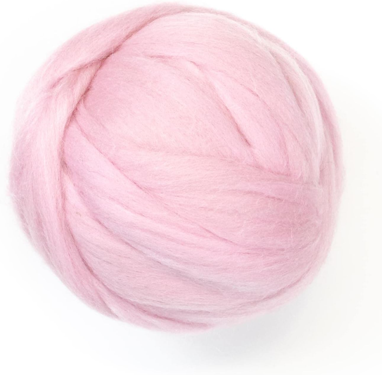 Colored Natural Wool roving, 8 OZ. Best Wool for Needle Felting, Wet Felting, handcrafts and Spinning. (Baby Pink)