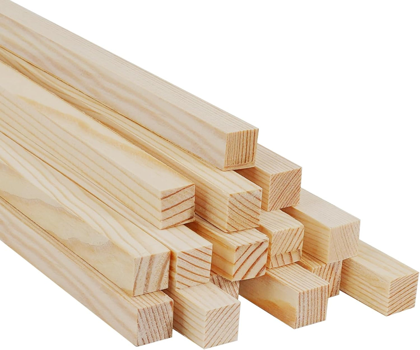 Square Wooden Dowels, Wooden Sticks for Crafts, 15 PCS 1/2" x 15" Square Wood Dowel Rods for Crafting, Unfinished Pine Hardwood Sticks for Woodworking Models Making Dollhouses Miniatures