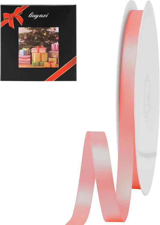 LIUYAXI Rose Gold Double Faced Satin Ribbon, 3/8" X Continuous 100 Yards, Ribbons Perfect for Gift Wrapping Bows Bouquet Wedding Decor DIY Craft and More