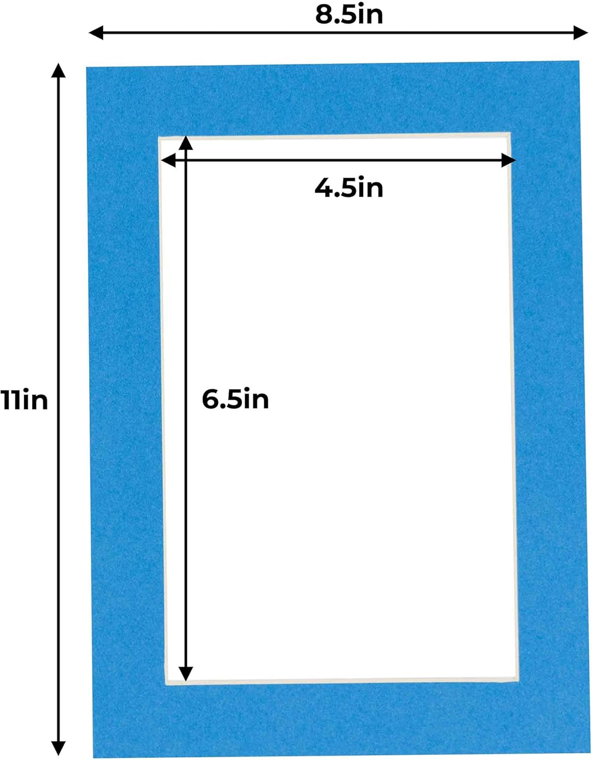 5x7 Mat for 8.5x11 Frame - Precut Mat Board Acid-Free Show Kit with Backing Board, and Clear Bags Bay Blue 5x7 Photo Matte Made to Fit a 8.5x11 Picture Frame Matboard for Framing, Pack of 10 Mats