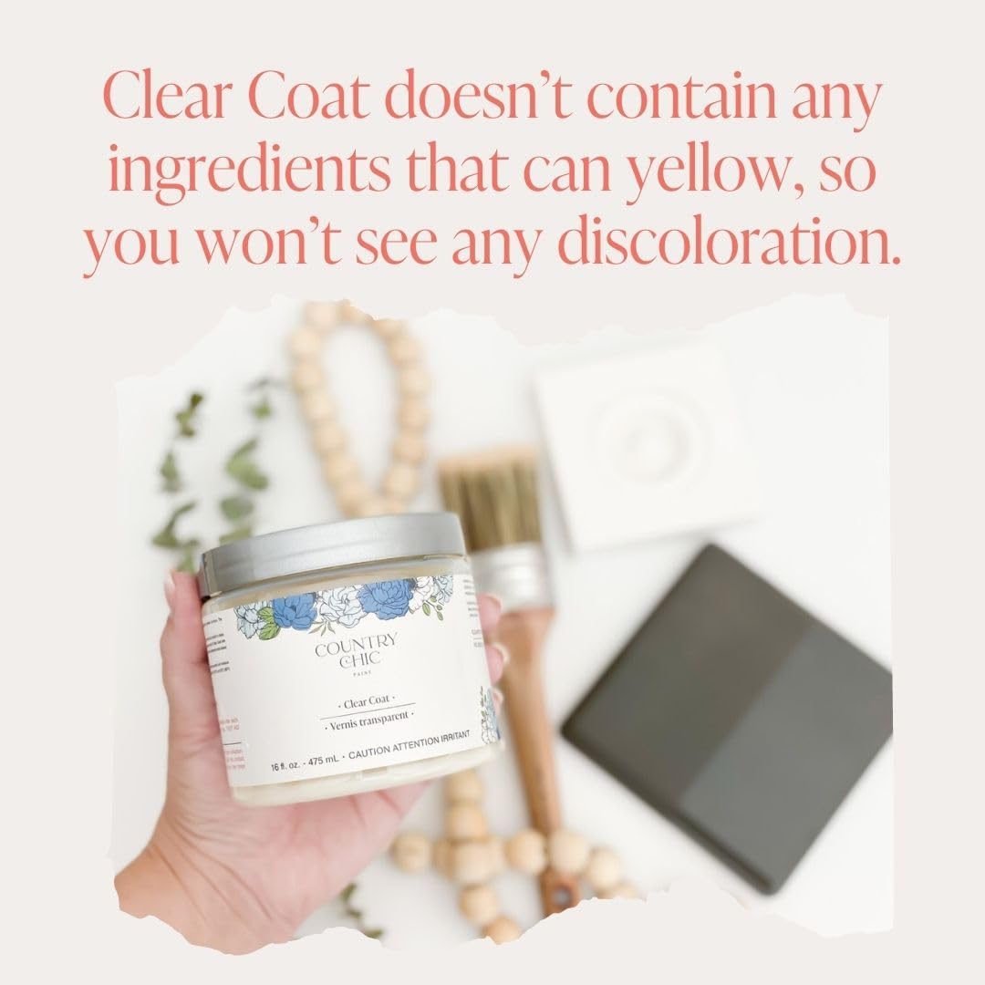 Clear Coat - Eco-Friendly Clear Satin Sheen Top Coat for Chalk Style Furniture Paint, Very Durable, Non Yellowing, Waterproof Sealant for High Traffic Furniture - Indoor/Outdoor - (4 oz)