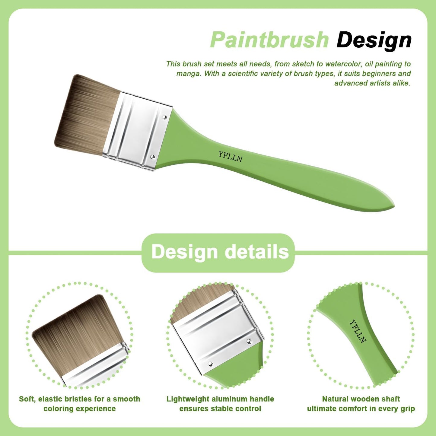 Paint Brushes Set of 25 Pieces Wooden Handles Brushes，Professional Artist Series with Filbert, Fan, Dagger, Cat Tongue, Round, Angle, Wide Flat Canvas Roll Bag & Palette Knife