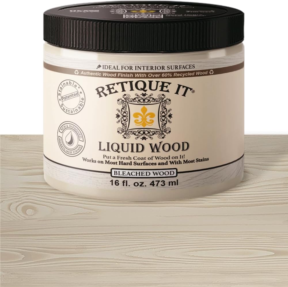 Retique It New and Improved Formula Liquid Wood Coatings - Stainable Primer - Paint It Then Stain it (Bleached Wood, Medium)