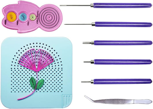 8 Pieces,Quilling Kits,Paper Quilling Tools,Quilling Knitting Board,Quilling Needles,Quilling Curling Coach,Paper Craft DIY Tools,Assorted Sizes Rolling Curling Quilling Needle Pen,XIWUMOER (Blue)