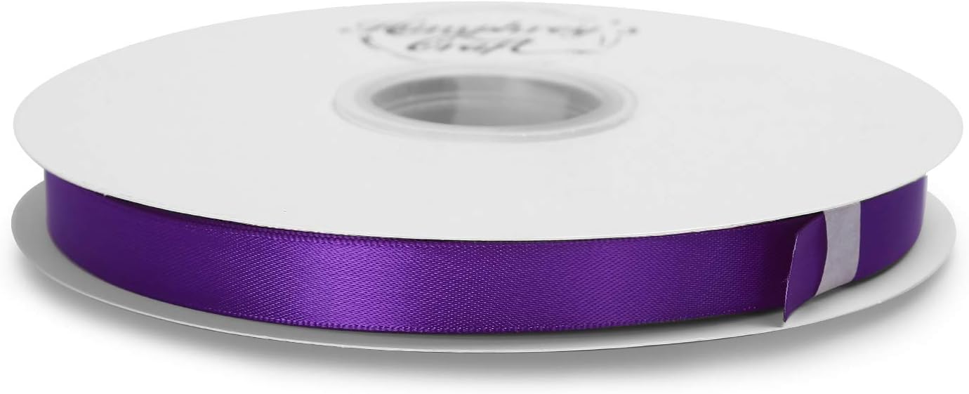 Humphrey's Craft 1/2 Inch Purple Double Faced Satin Ribbon - 50 Yards Variety of Color for Crafts Gift Wrapping DIY Bows Bouquet Decoration Sewing Christmas Tree Wedding and Invitation Card.