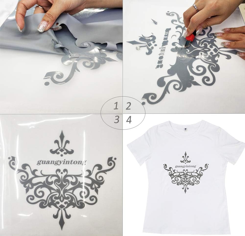 Heat Transfer Vinyl Roll for T-Shirts 12 Inch by 12 Feet No Adhesive Hot Peel- Guangyintong (Grey A11 )