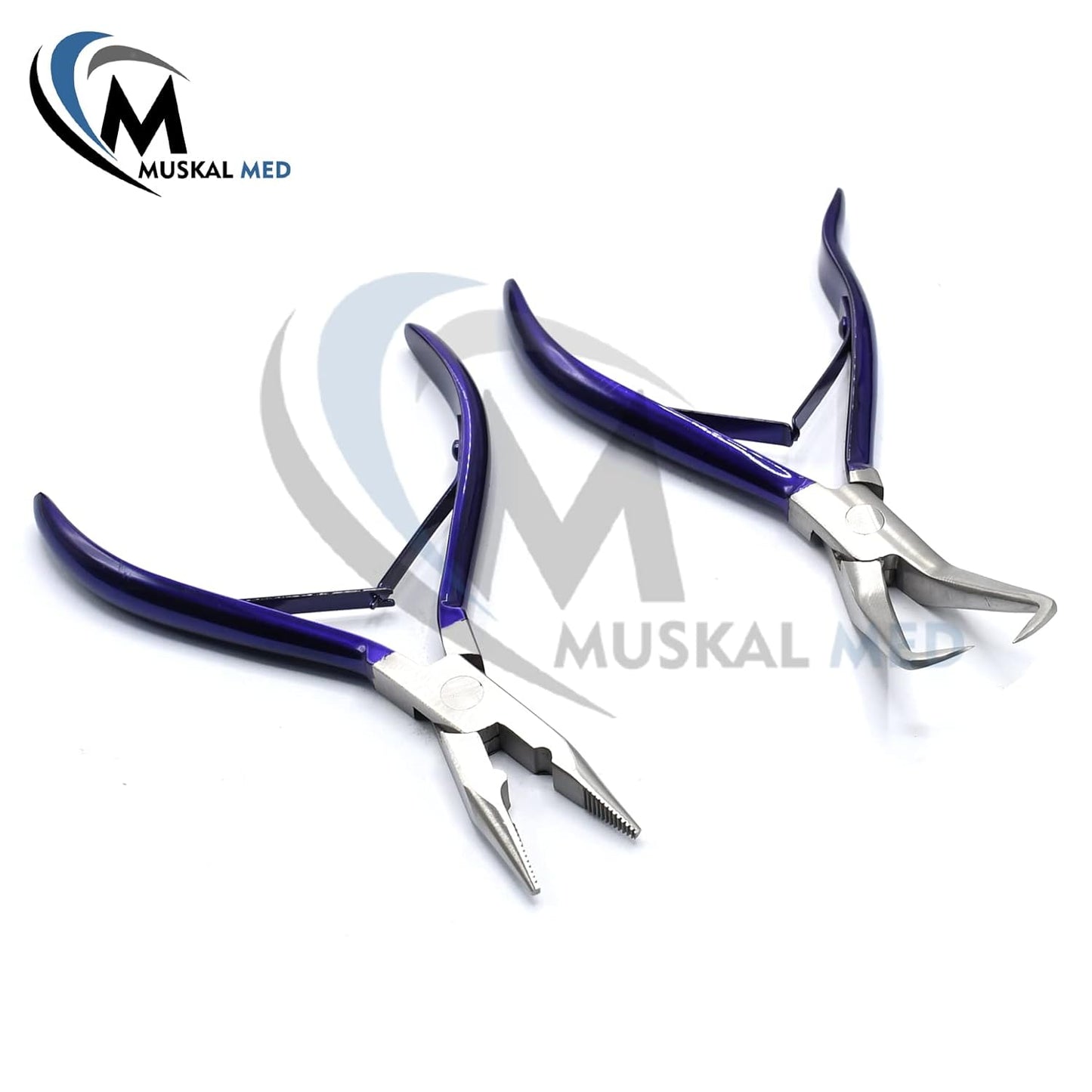 Professional Hair Extension & Beading Tool Kit Remove Plier Set for beads (4 Piece) I-Link Micro Ring Loop Needle Pulling Hook Threader Wire for Silicone Rings (Purple)