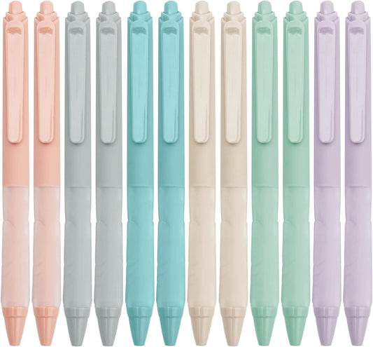 Linbsunne Ballpoint Pens Medium Point 1mm Black Pen with Super Soft Grip Ball Point Pen for Men Women Retractable Pens (12-pack)