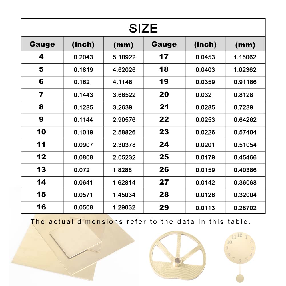 16 Gauge Brass Sheet，H62 Brass Plates Metal 0.047" Thickness x 3.9" Width x 3.9" Lenght, for Models, Crafts, Repairs, Electrical, 2Pcs