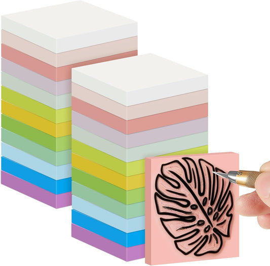 Frienda 24 Pcs 2" x 2" Rubber Carving Blocks Linoleum Blocks for Printmaking, Stamp Making, DIY Crafting, Scrapbook, Painting, Soft and Easy to Carve (Multicolor)