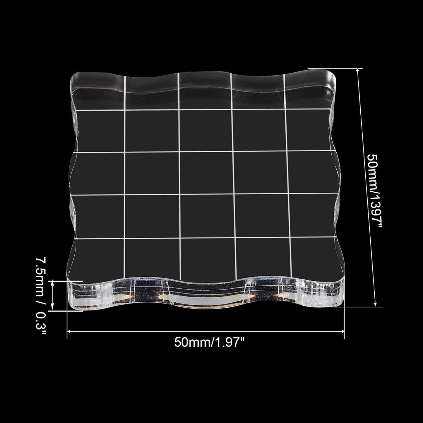 PATIKIL 2" x 2" Acrylic Stamp Block, Clear Stamping Block with Grid Lines Decorative Mounting Blocks Wave for Scrapbooking DIY Crafts Card Making