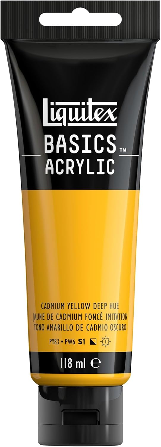 Liquitex BASICS Acrylic Paint, 118ml (4-oz) Tube, Cadmium Yellow Deep Hue (Pack of 1)