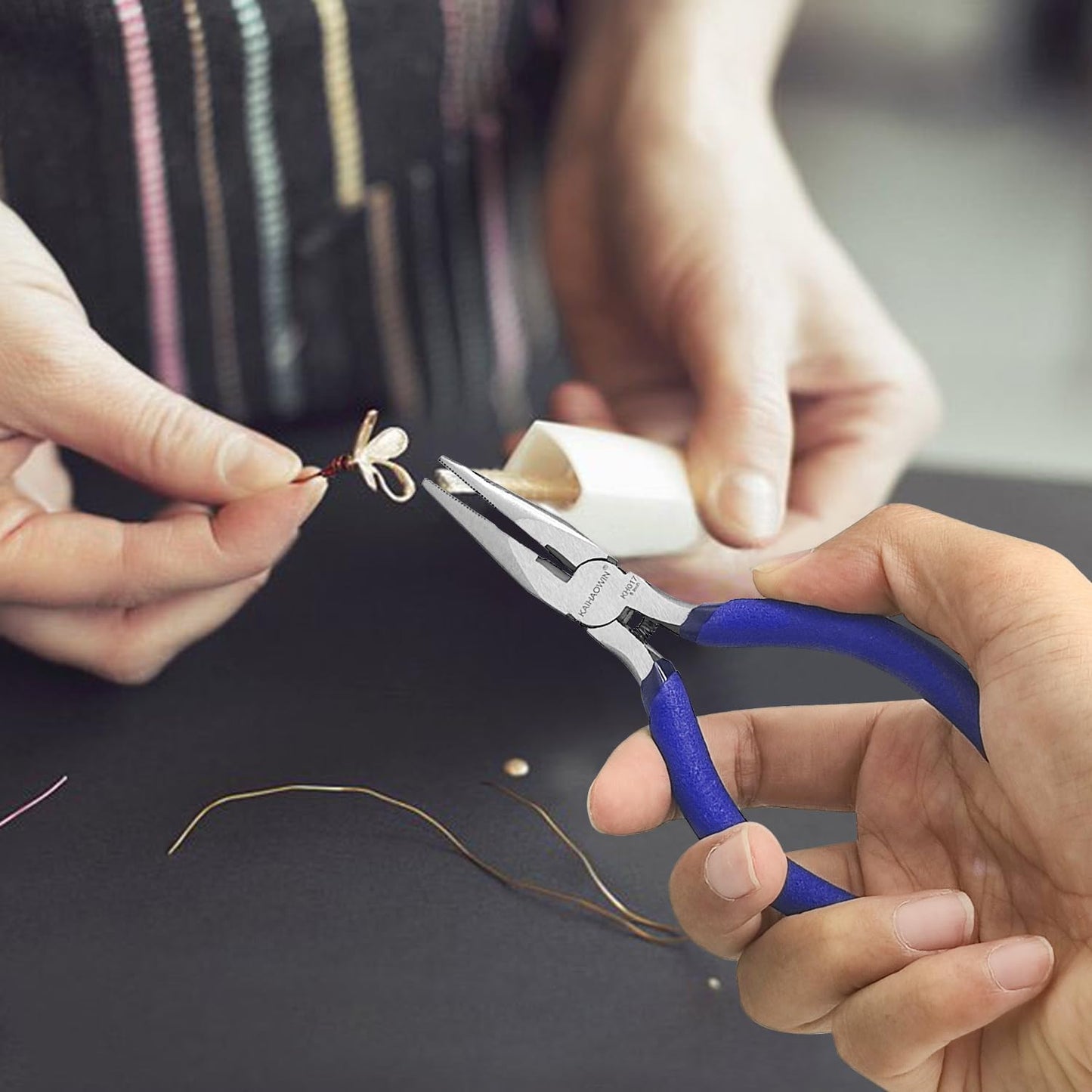KAIHAOWIN Mini Needle Nose Pliers 5"-5 Pack KAIHAOWIN Small Long Nose Pliers with Wire Cutters, Spring Loaded Thin Needle Nose Pliers, Precision Pliers Set for Crafts/Jewelry Making/Tiny Project