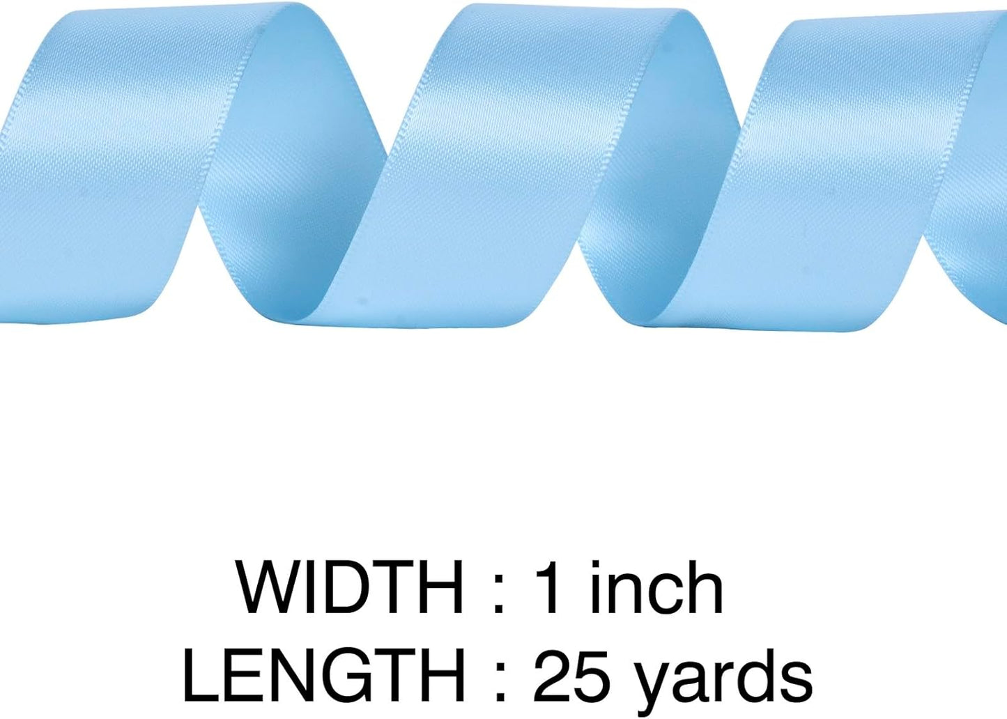 YAMA Light Blue Double Faced Satin Ribbon, 1 Inch 25 Yards, Great for Crafts Bows Flower Bouquet Wedding Home Decor Gift Wrapping