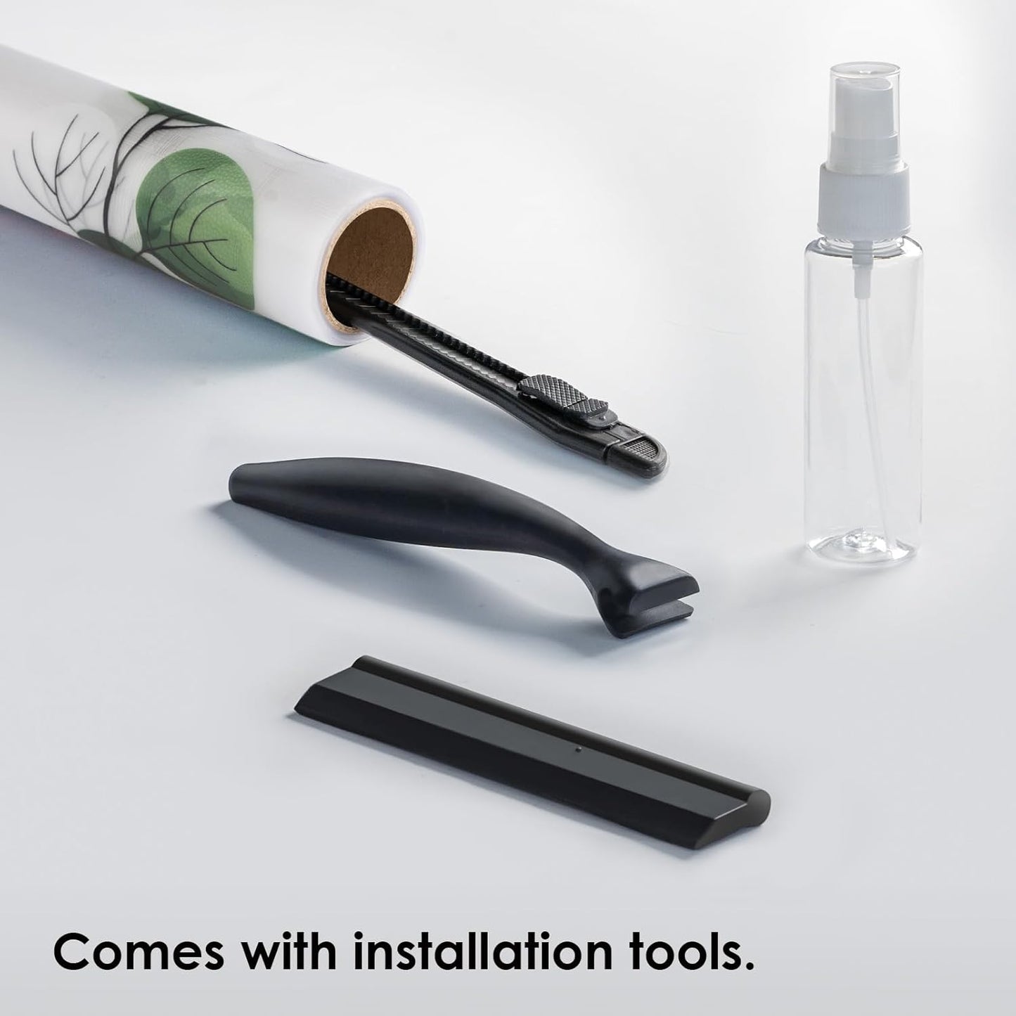 DKTIE Eucalyptus Leaves Stained Glass Window Film with Installation Tools, INS Style Window Privacy Film Decorative, Nordic Style for Home Decor (S541, 17.7'' x 118.1'')