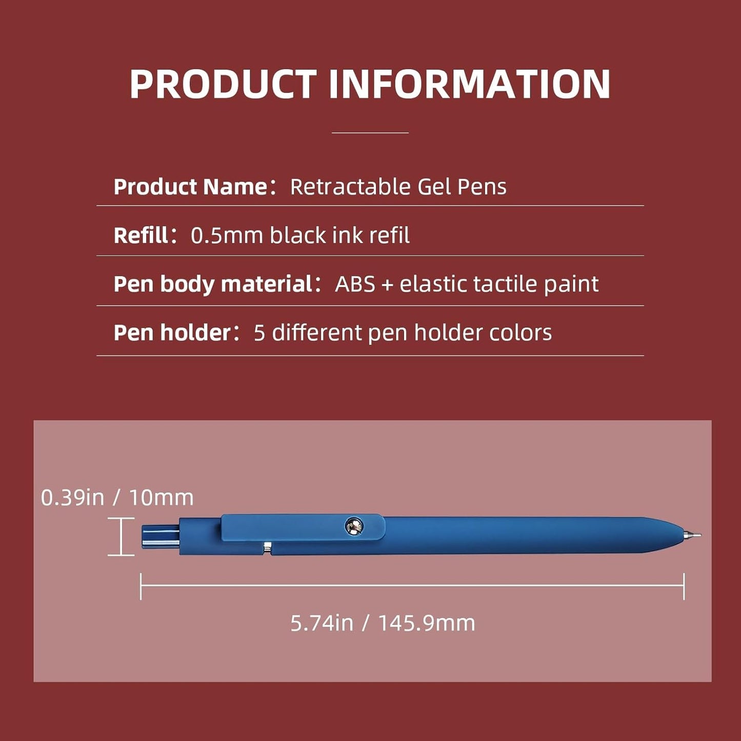 Gel Pens, 5 Pcs 0.5mm Fine Point Smooth Writing Pens Cute Pens, High-End Series Black Ink Pens for Journaling Note Taking, School Office Supplies for Women Men (5 Pcs Vintage)