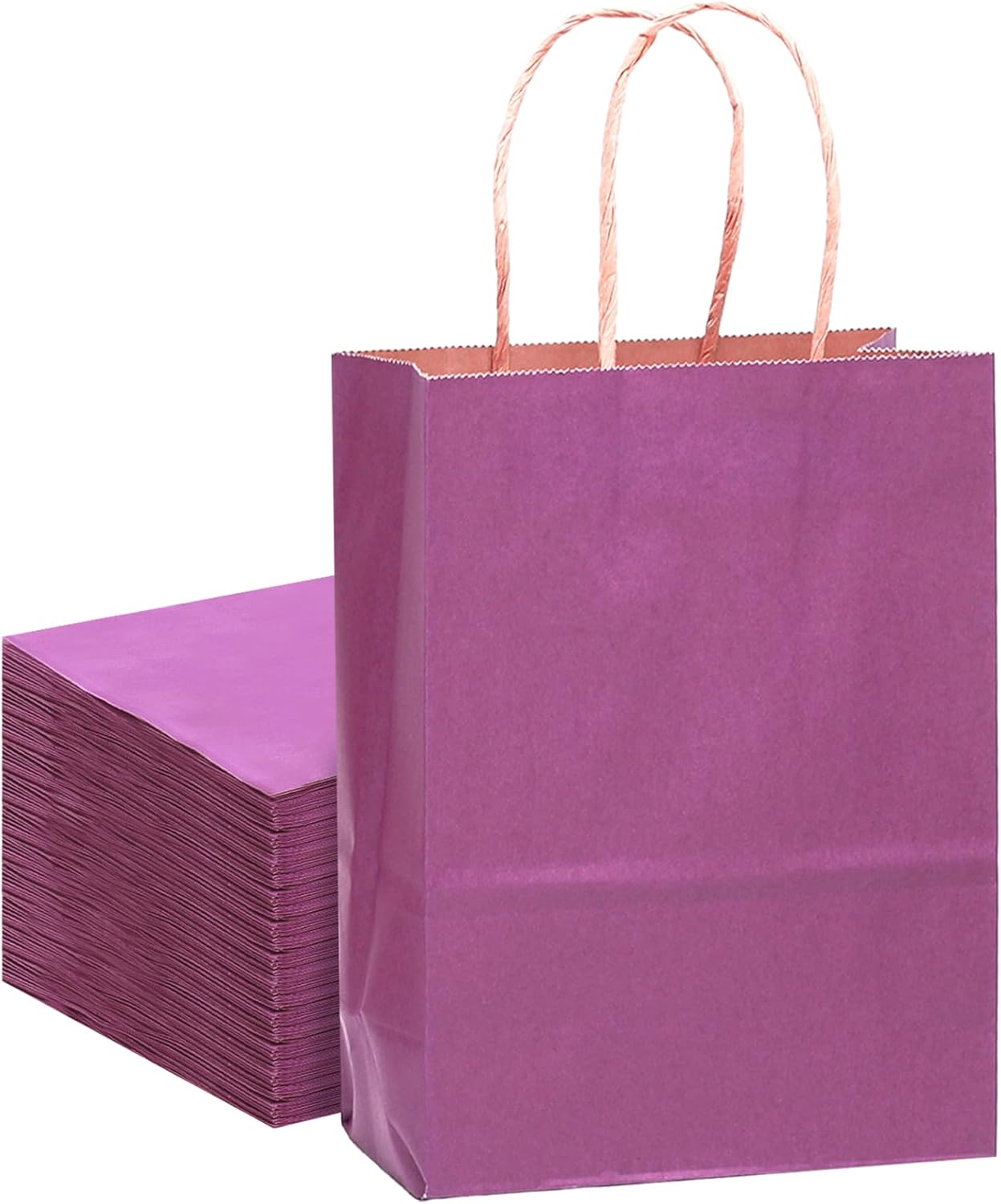 qiqee 32-Packs Deep Purple Paper Gift Bags with Handles Bulk 7.6"x4.75"x10.5" Medium Size Gift Bags Multiple Uses