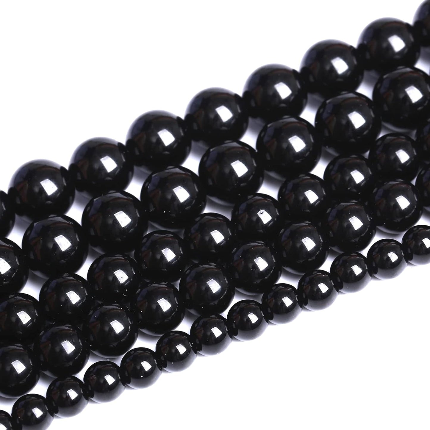 6mm 130pcs Natural Black Agates Onyx Stone Beads Smooth Round Loose Spacer Beads for Jewelry Making DIY Bracelets 32" 2 Strands