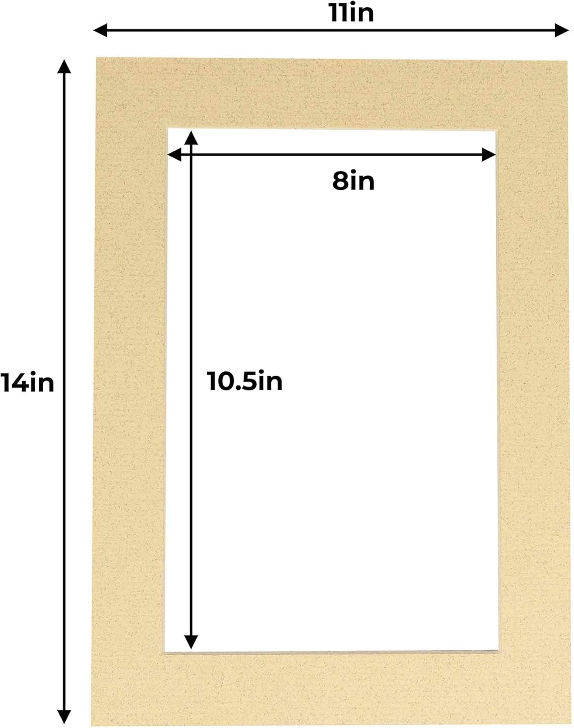 11x14 Mat for 8.5x11 Photo - Precut Tan Picture Matboard for Frames Measuring 11 x 14 Inches - Bevel Cut to Display Art Measuring 8.5 x 11 Inches - Acid Free ONE MAT with Backing Board & Clear Bag
