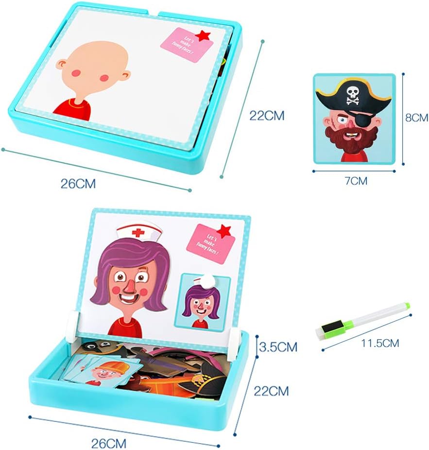 Magnetic Puzzles Face Dress Up Travel Game Double Side Preschool Educational Learning Toy for Kids