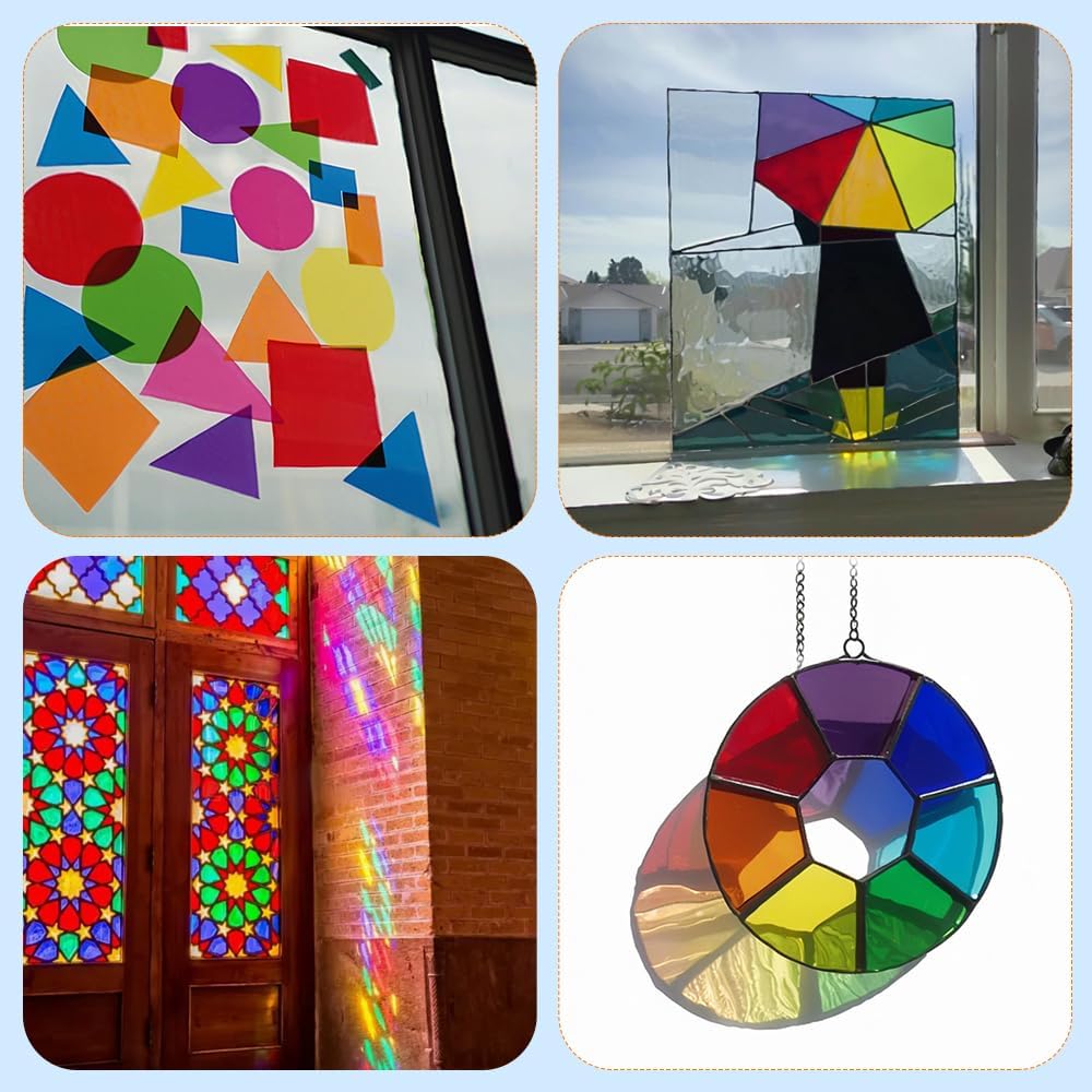 128 PCS Colored Cellophane Wrap Paper(7.48x7.48 Inch) Treat Candy Small Gifts Wrapping Baskets Colorful Plastic Sheets for Crafts Transparent Clear Clings Birthday Baby Shower Holiday Party Decor