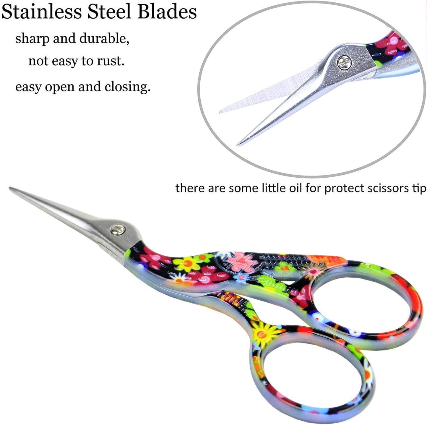 BIHRTC 3.6 Inch Bird Sewing Scissors Sewing Embroidery Scissors with Case Small Stainless Steel Sharp Pointed Tip for Household Office Home Needlework DIY Art Handcraft Tool
