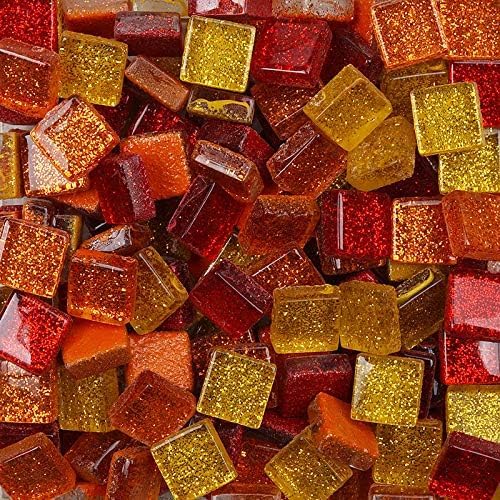 Mixed Color Mosaic Glass Tiles Shine Crystal Glass Pieces Bulk Square Glitter Crystal Mosaic Tiles for Home Decoration or DIY Crafts 200g,1x1 cm (Fleeting time)
