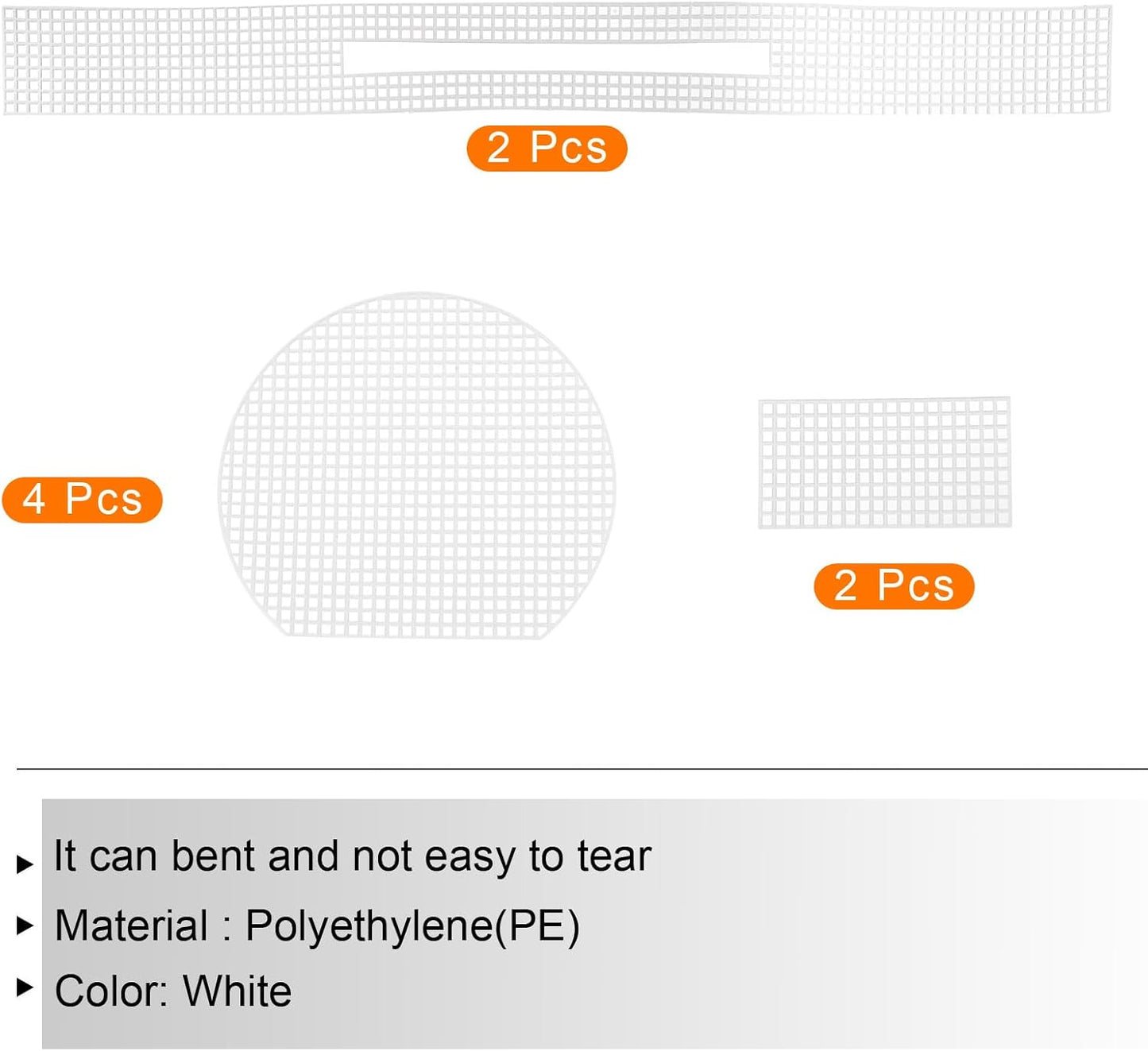 MECCANIXITY 2Set Plastic Mesh Canvas Sheet 4 Count for Crochet Bag Making Blank Canvas Semicircle for Embroidery Needlepoint, Bag, Knit Crochet Mesh, White