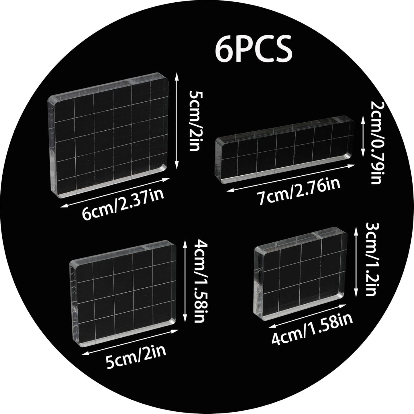 Pine & Linen 6 Pack Clear Stamp Blocks, Acrylic Tools Grid Lines Set, Scrapbooking Crafts for DIY Crafts/Scrapbooking/Card Making/Ornaments/Stamping Projects(Style-1)