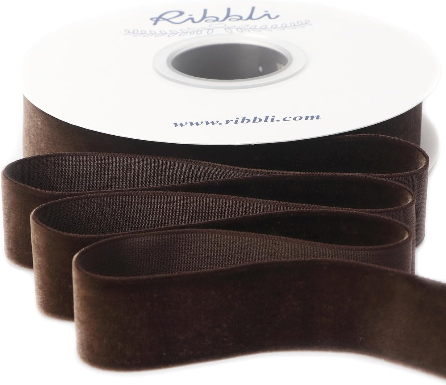 Ribbli Brown Velvet Ribbon 1 Inches Continuous10 Yard Spool Christmas Ribbon for Gift Wrapping Crafts Home Decor