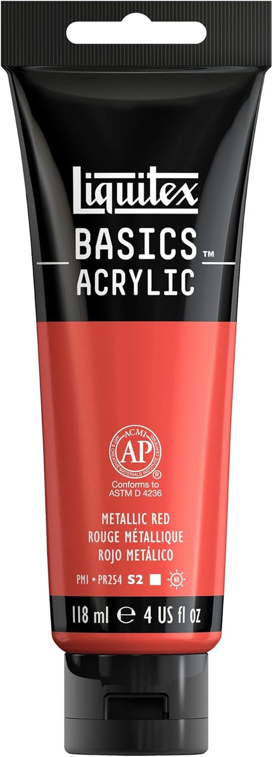 Liquitex BASICS Acrylic Paint, 118ml (4-oz) Tube, Metallic Red