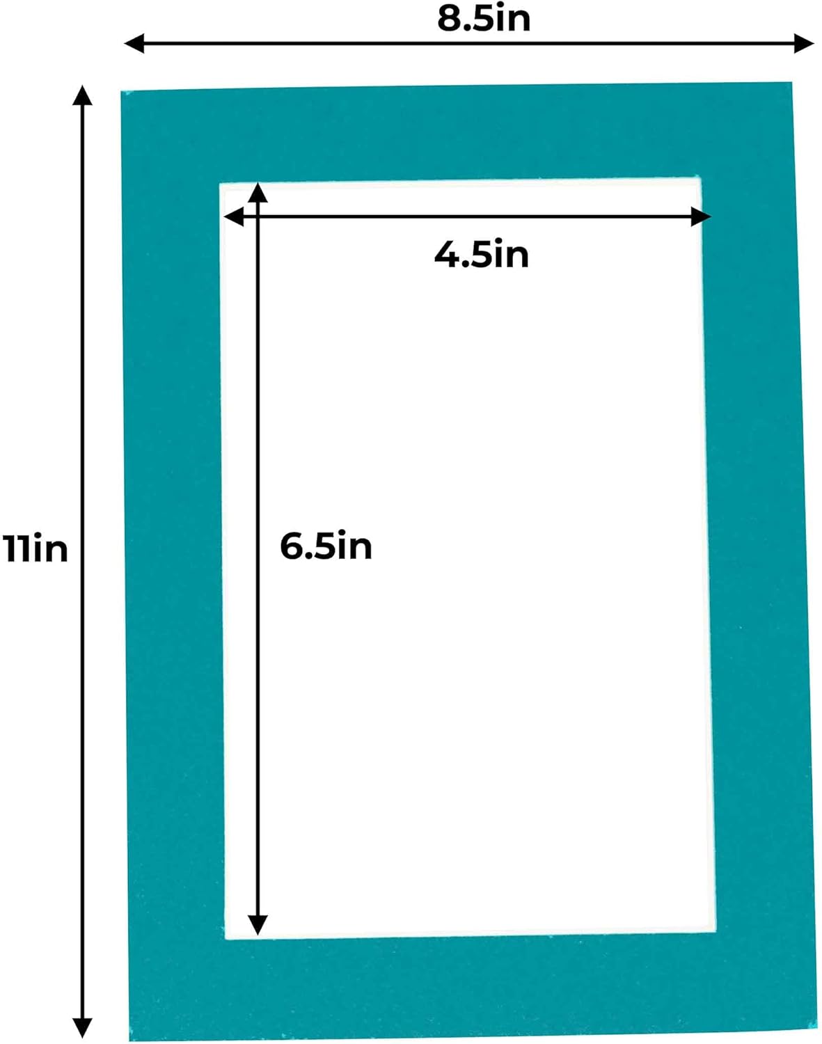 5x7 Mat for 8.5x11 Frame - Precut Mat Board Acid-Free Show Kit with Backing Board, and Clear Bags Teal Blue 5x7 Photo Matte Made to Fit a 8.5x11 Picture Frame Matboard for Framing, Pack of 1 Mat