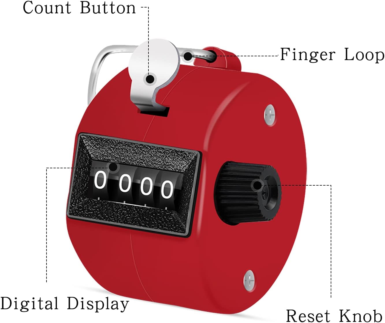 12 Pcs Hand Tally Counter 4-Digit Lap Counter Clicker, Manual Mechanical Handheld Pitch Click Counter with Finger Ring for School Golf & Knitting Row Croche